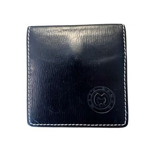 Mila Schon Made in Italy Leather 3-inch square Wallet Coin Brown Minimalist